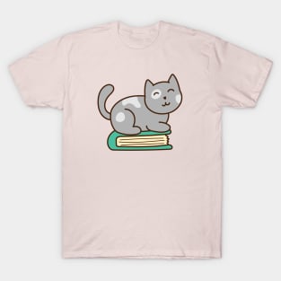 Kitty on Book T-Shirt